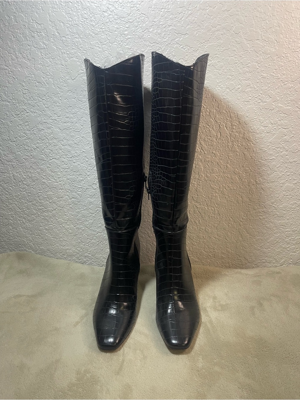 Express Black Croc-Embossed Over-the-Knee Boots